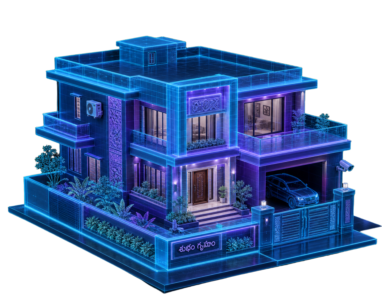 Interactive holographic villa — tap a room to explore home services